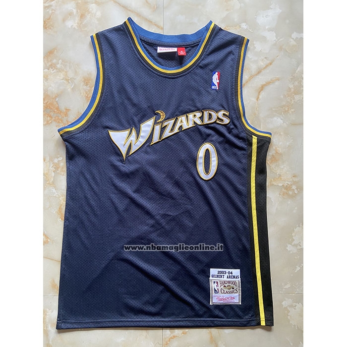 Maglia Washington Wizards Gilbert Arenas #0 Mitchell & Ness 2003-04 Blu